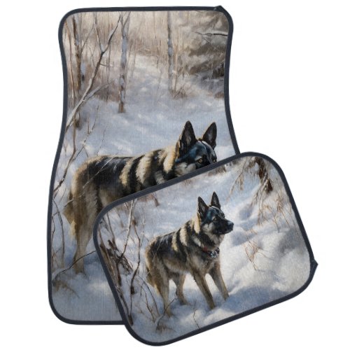 Norwegian Elkhound Let It Snow Christmas Car Floor Mat