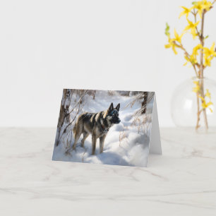 Norwegian Elkhound Let It Snow Christmas Card