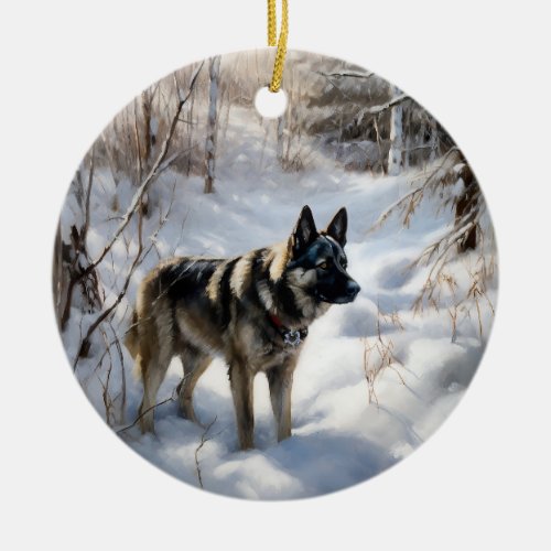 Norwegian Elkhound Let It Snow Christmas Ceramic Ornament