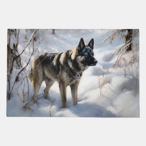 Norwegian Elkhound Let It Snow Christmas Doormat