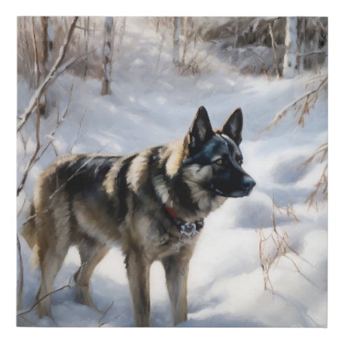 Norwegian Elkhound Let It Snow Christmas Faux Canvas Print