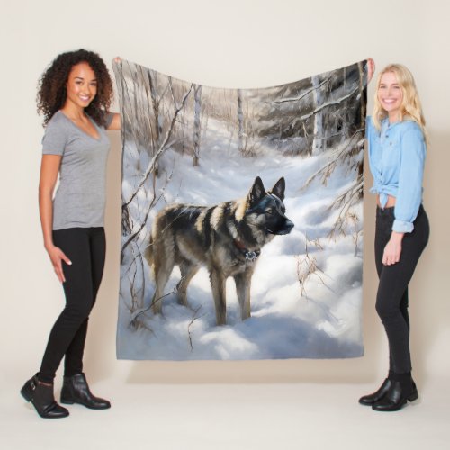 Norwegian Elkhound Let It Snow Christmas Fleece Blanket