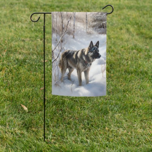 Norwegian Elkhound Let It Snow Christmas Garden Flag