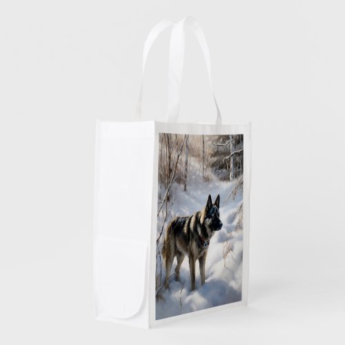 Norwegian Elkhound Let It Snow Christmas Grocery Bag