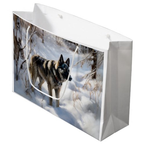 Norwegian Elkhound Let It Snow Christmas Large Gift Bag