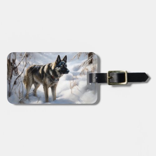 Norwegian Elkhound Let It Snow Christmas Luggage Tag