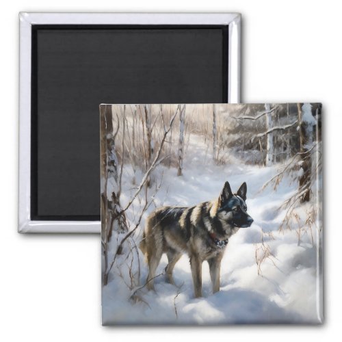 Norwegian Elkhound Let It Snow Christmas Magnet