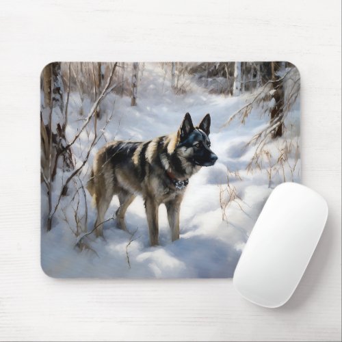 Norwegian Elkhound Let It Snow Christmas Mouse Pad