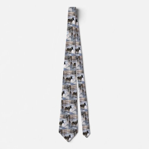 Norwegian Elkhound Let It Snow Christmas Neck Tie