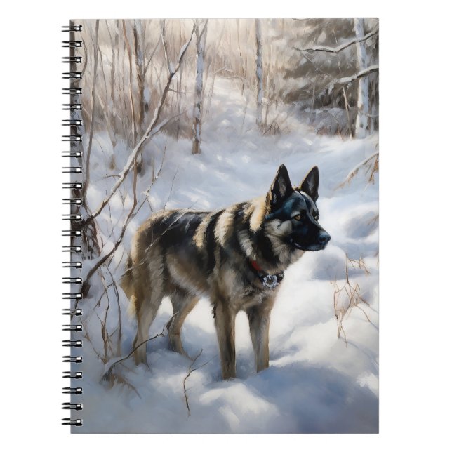 Norwegian Elkhound Let It Snow Christmas Notebook (Front)
