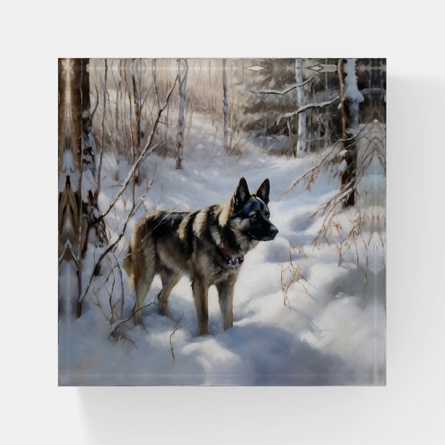 Norwegian Elkhound Let It Snow Christmas Paperweight (Front)