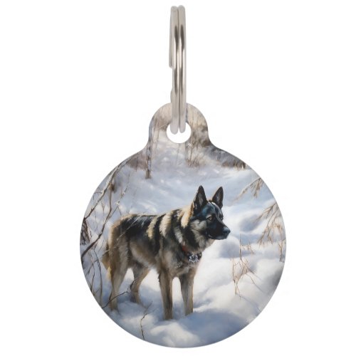 Norwegian Elkhound Let It Snow Christmas Pet ID Tag