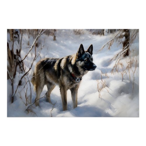 Norwegian Elkhound Let It Snow Christmas Poster