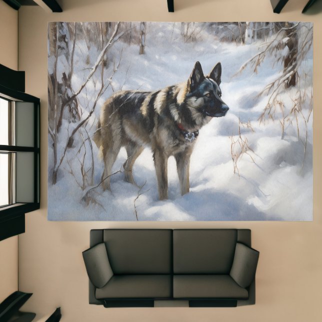 Norwegian Elkhound Let It Snow Christmas  Rug (Insitu (Indoor 1))
