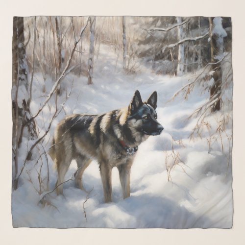 Norwegian Elkhound Let It Snow Christmas Scarf