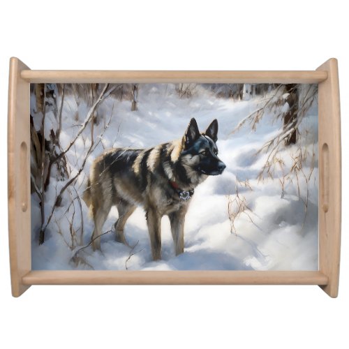 Norwegian Elkhound Let It Snow Christmas Serving Tray