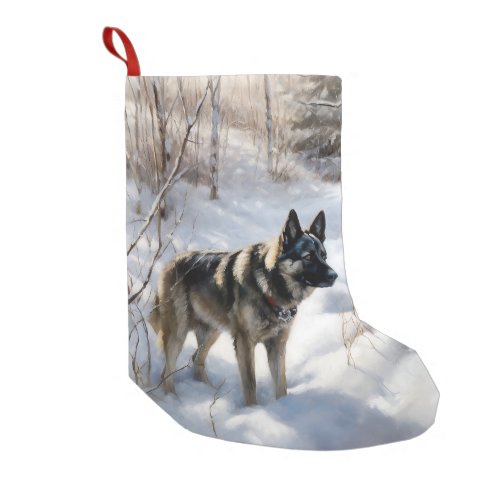 Norwegian Elkhound Let It Snow Christmas Small Christmas Stocking