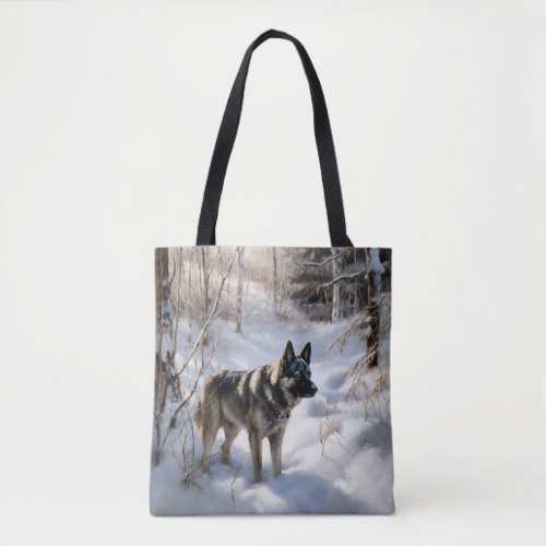 Norwegian Elkhound Let It Snow Christmas Tote Bag