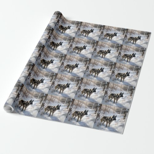 Norwegian Elkhound Let It Snow Christmas Wrapping Paper