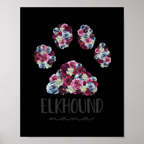 Norwegian Elkhound Mama Floral Paw Dog Mom  Poster