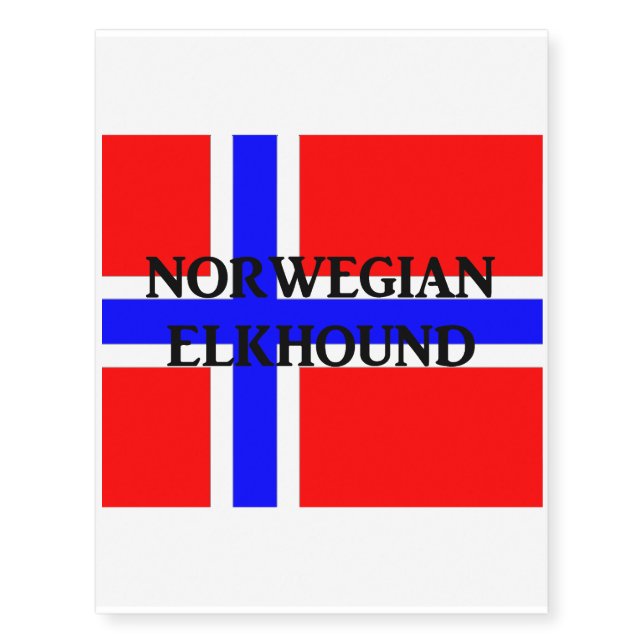 norwegian elkhound name norway-flag temporary tattoos (Front)