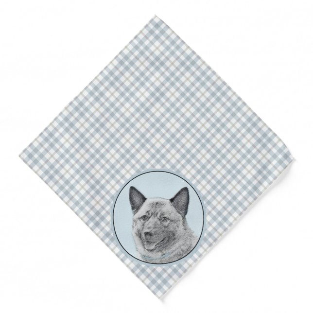 Norwegian Elkhound Painting Cute Original Dog Art Bandana (Front)