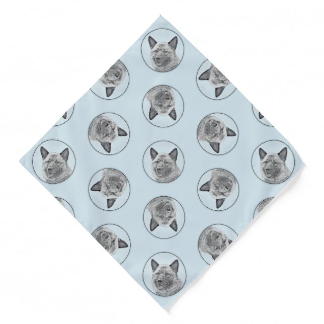 Norwegian Elkhound Painting Cute Original Dog Art Bandana (Front)