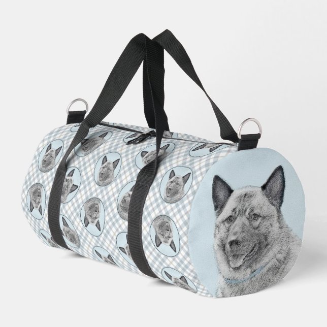Norwegian Elkhound Painting Cute Original Dog Art Duffle Bag (Left Corner)
