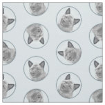 Norwegian Elkhound Painting Cute Original Dog Art Fabric