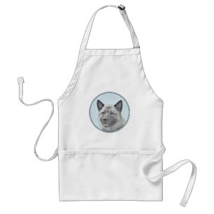 Norwegian Elkhound Painting - Original Dog Art Adult Apron