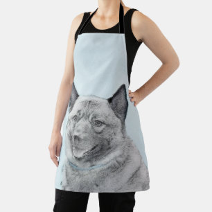 Norwegian Elkhound Painting - Original Dog Art Apron