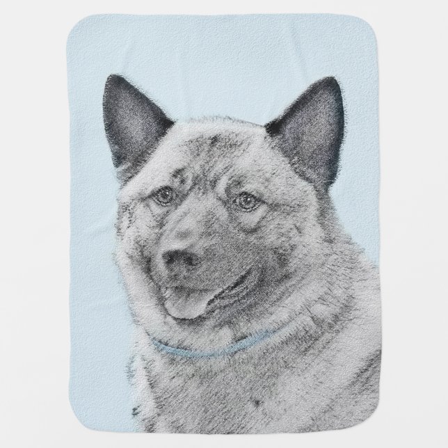 Norwegian Elkhound Painting - Original Dog Art Baby Blanket (Front)