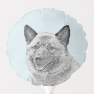 Norwegian Elkhound Painting - Original Dog Art Balloon