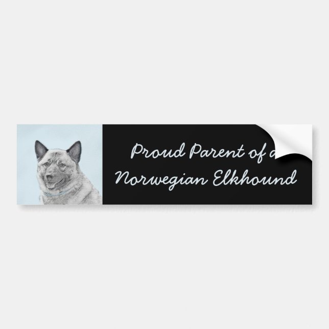 Norwegian Elkhound Painting - Original Dog Art Bumper Sticker (Front)