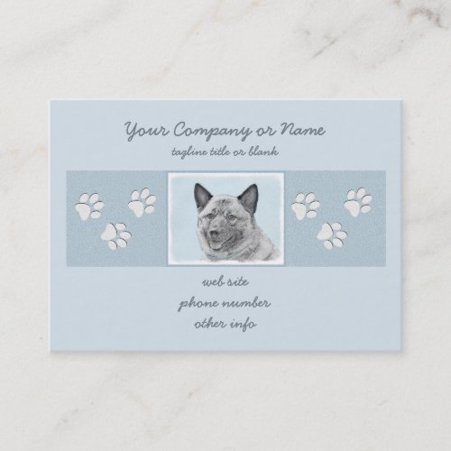 Norwegian Elkhound Painting _ Original Dog Art Business Card