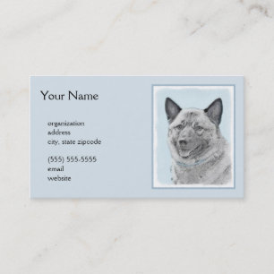 Norwegian Elkhound Painting - Original Dog Art Business Card