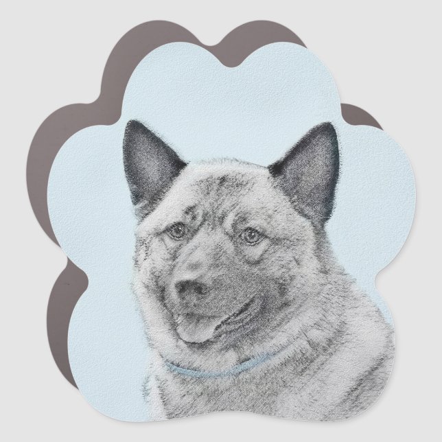 Norwegian Elkhound Painting - Original Dog Art Car Magnet (Front)