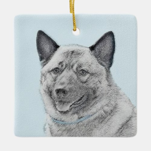 Norwegian Elkhound Painting _ Original Dog Art Ceramic Ornament