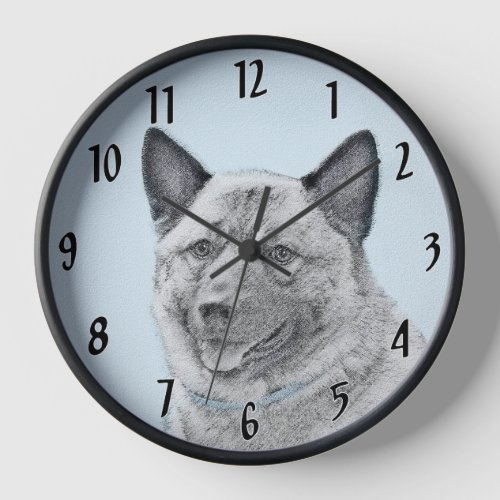 Norwegian Elkhound Painting _ Original Dog Art Clock