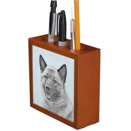 Norwegian Elkhound Painting _ Original Dog Art Desk Organizer