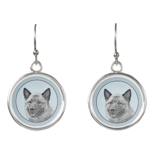 Norwegian Elkhound Painting _ Original Dog Art Earrings