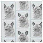 Norwegian Elkhound Painting - Original Dog Art Fabric