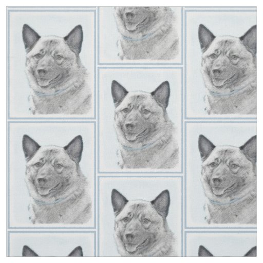 Norwegian Elkhound Painting - Original Dog Art Fabric