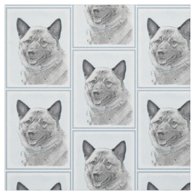 Norwegian Elkhound Painting - Original Dog Art Fabric (Swatch)