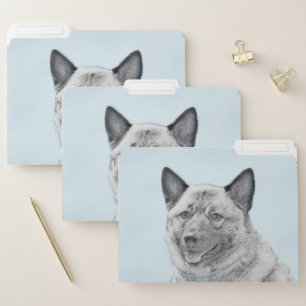 Norwegian Elkhound Painting - Original Dog Art File Folder