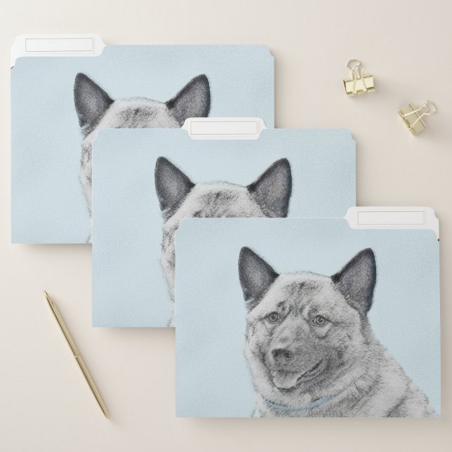 Norwegian Elkhound Painting - Original Dog Art File Folder (Set)