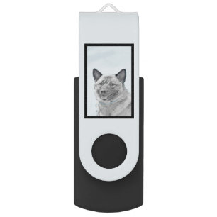 Norwegian Elkhound Painting - Original Dog Art Flash Drive