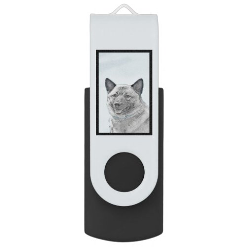 Norwegian Elkhound Painting _ Original Dog Art Flash Drive