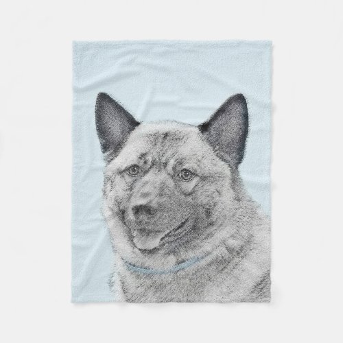 Norwegian Elkhound Painting _ Original Dog Art Fleece Blanket