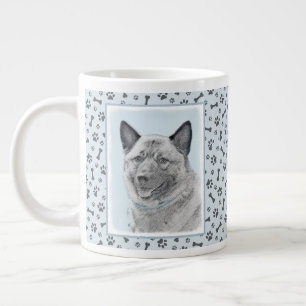 Norwegian Elkhound Painting - Original Dog Art Giant Coffee Mug